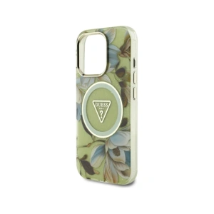 Wholesale Guess Glitter Flowers Triangle Buttons MagSafe Apple iPhone 16 Pro Max green - GUE4417 - {ean13} - Hurt