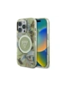 Guess Glitrové květiny trojúhelníkové tlačítka MagSafe Apple iPhone 16 Pro zelený