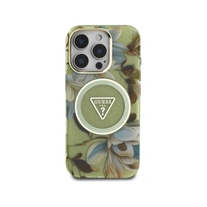 Hurtownia GSM - Guess Glitrové květiny trojúhelníkové tlačítka MagSafe Apple iPhone 16 Pro zelený - GUE4418 - {ean13} - Hurt