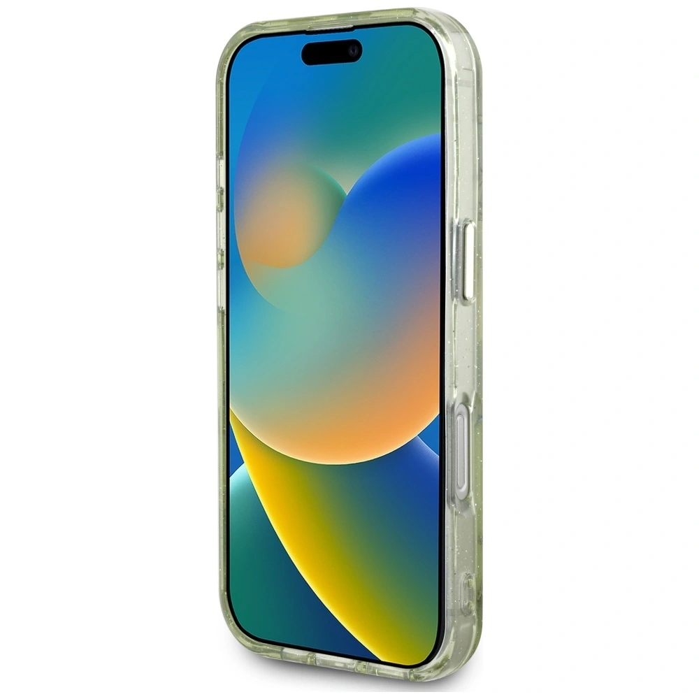 Hurtownia GSM - Guess Glitrové květiny trojúhelníkové tlačítka MagSafe Apple iPhone 16 Pro zelený - GUE4418 - {ean13} - Hurt