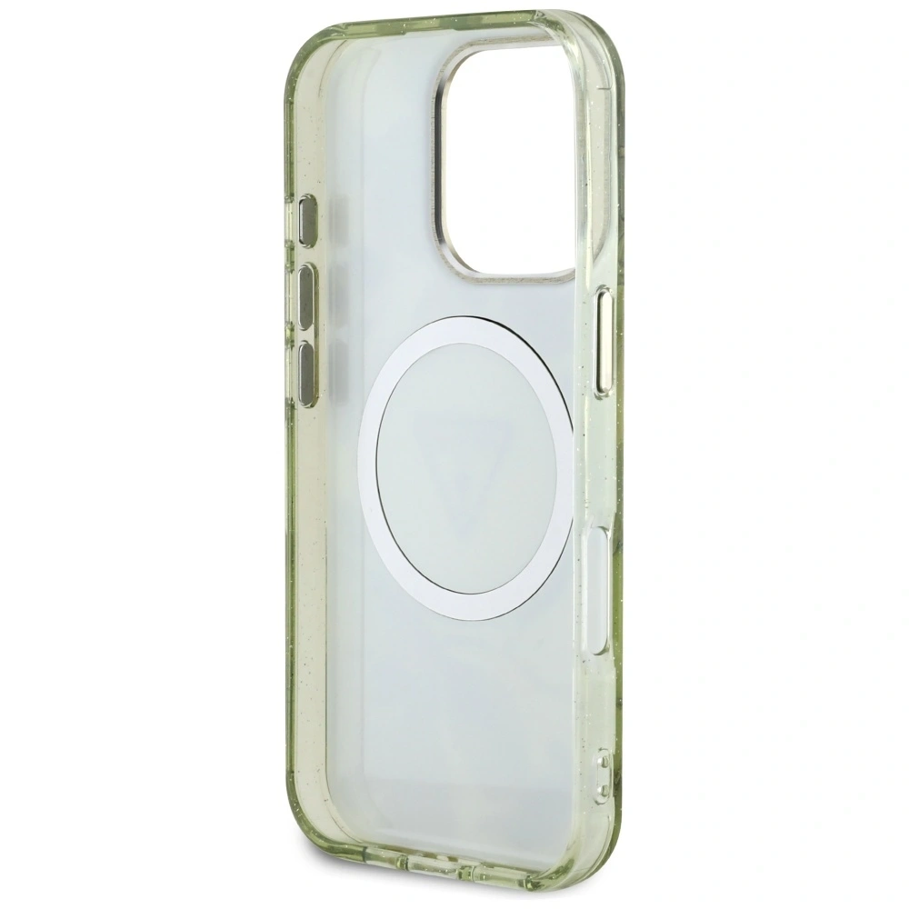 Hurtownia GSM - Guess Glitrové květiny trojúhelníkové tlačítka MagSafe Apple iPhone 16 Pro zelený - GUE4418 - {ean13} - Hurt