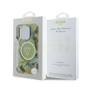 Hurtownia GSM - Guess Glitrové květiny trojúhelníkové tlačítka MagSafe Apple iPhone 16 Pro zelený - GUE4418 - {ean13} - Hurt