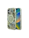 Guess třpytivé květiny trojúhelníkové tlačítka MagSafe Apple iPhone 16 zelená