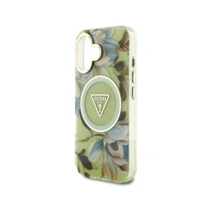 Wholesale Guess Glitter Flowers Triangle Buttons MagSafe Apple iPhone 16 green - GUE4419 - {ean13} - Hurt