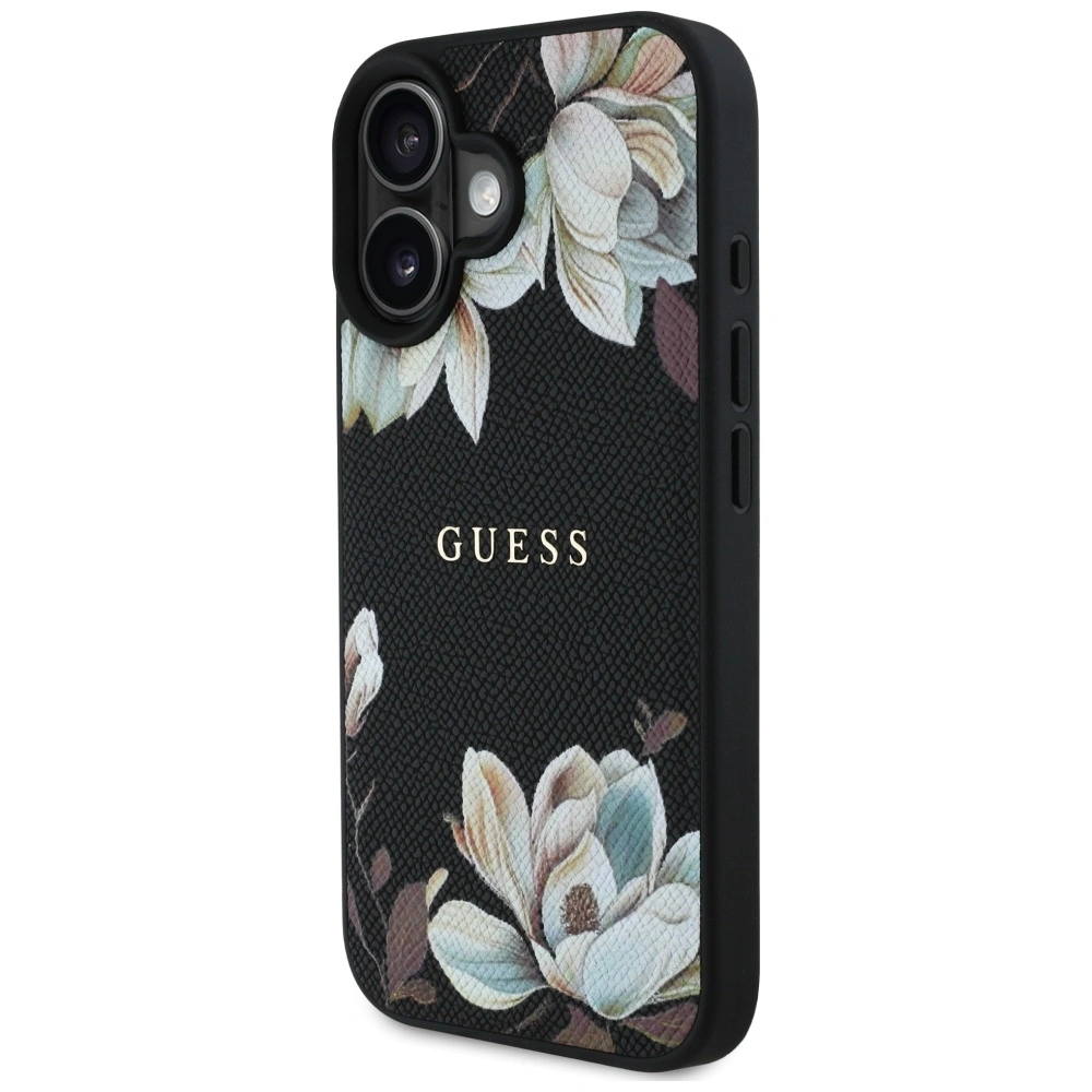 Hurtownia GSM - Etui Guess Grained Printed Flower Pattern MagSafe do Apple iPhone 16 czarny - GUE4420 - {ean13} - Hurt