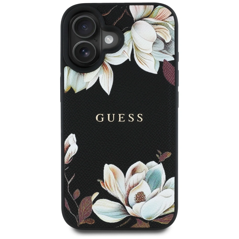 Hurtownia GSM - Etui Guess Grained Printed Flower Pattern MagSafe do Apple iPhone 16 czarny - GUE4420 - {ean13} - Hurt