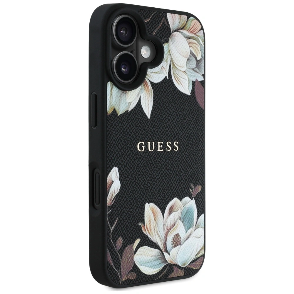 Hurtownia GSM - Etui Guess Grained Printed Flower Pattern MagSafe do Apple iPhone 16 czarny - GUE4420 - {ean13} - Hurt