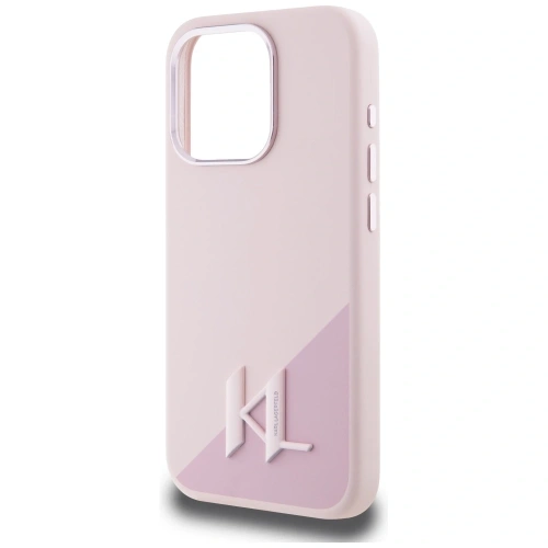 Etui Karl Lagerfeld Silicone Shadow Metal Initial MagSafe do Apple iPhone 15 Pro Max różowy