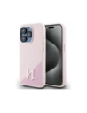 Karl Lagerfeld Silicone Shadow Metal Initial MagSafe Apple iPhone 15 Pro pink