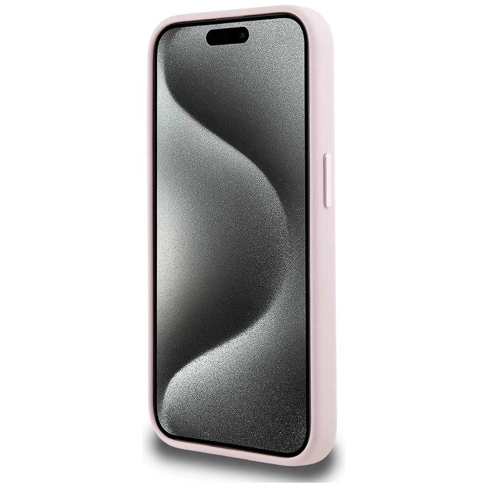 Wholesale Karl Lagerfeld Silicone Shadow Metal Initial MagSafe Apple iPhone 15 Pro pink - KLD21973 - {ean13} - Hurt