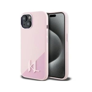 Hurtownia GSM - Karl Lagerfeld Silikonový stín Metalická iniciála MagSafe Apple iPhone 15 růžový - KLD21974 - {ean13} - Hurt
