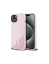 Karl Lagerfeld Silicone Shadow Metal Initial MagSafe Apple iPhone 15 pink