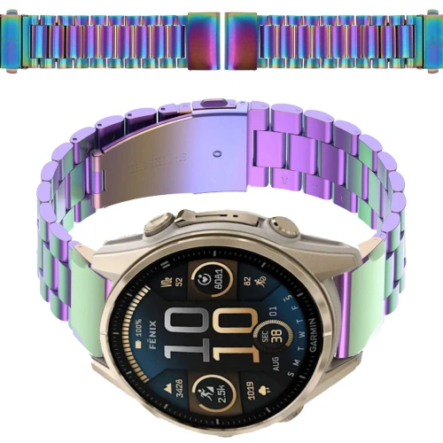 Pasek ze stali nierdzewnej Bizon Strap Watch Aura do Smartwatcha 20 mm tęczowy