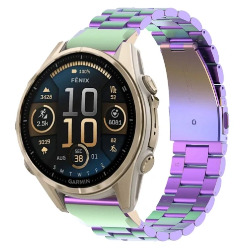 Pasek ze stali nierdzewnej Bizon Strap Watch Aura do Smartwatcha 20 mm tęczowy