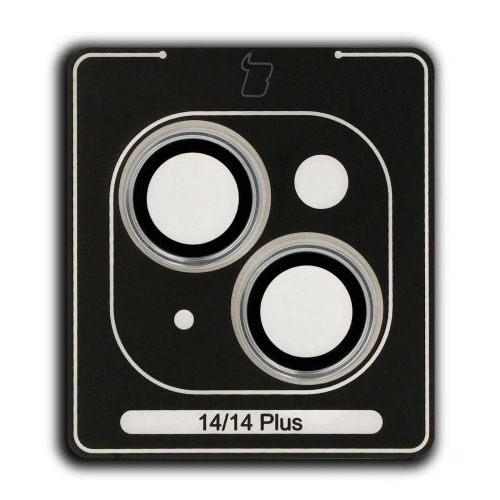 Szkło na aparat z aplikatorem Bizon Glass Snap Lens do Apple iPhone 14 / 14 Plus srebrna ramka