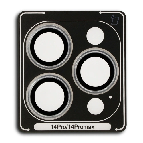 Szkło na aparat z aplikatorem Bizon Glass Snap Lens do Apple iPhone 14 Pro / 14 Pro Max srebrna ramka