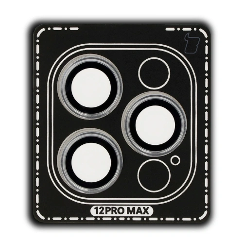 Szkło na aparat z aplikatorem Bizon Glass Snap Lens do Apple iPhone 12 Pro Max srebrna ramka