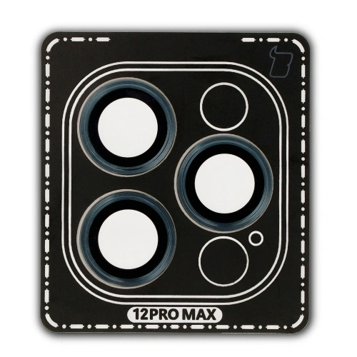 Szkło na aparat z aplikatorem Bizon Glass Snap Lens do Apple iPhone 12 Pro Max morska ramka