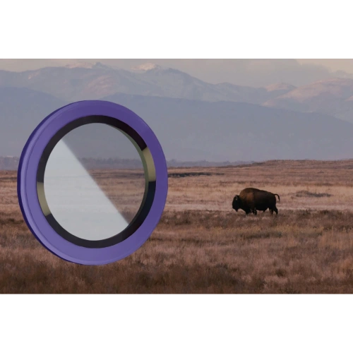 Szkło na aparat z aplikatorem Bizon Glass Snap Lens do Apple iPhone 14 Pro / 14 Pro Max ciemnofioletowa ramka