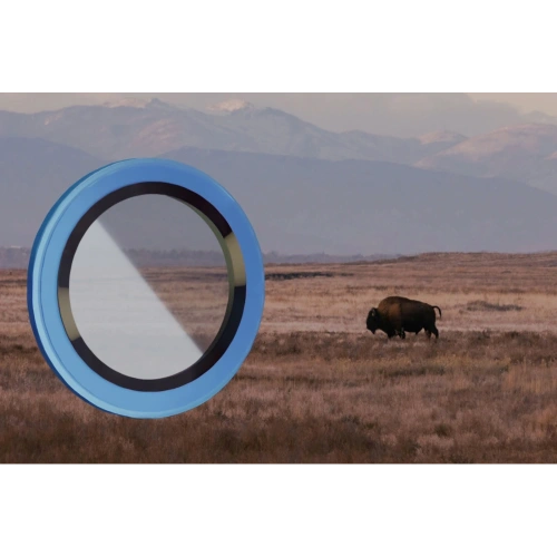 Szkło na aparat z aplikatorem Bizon Glass Snap Lens do Apple iPhone 13 / 13 Mini niebieska ramka