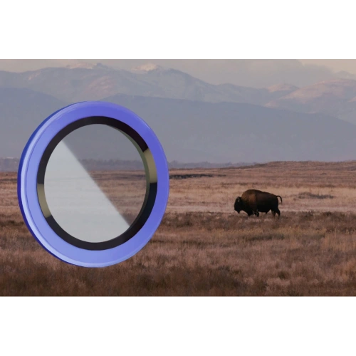 Szkło na aparat z aplikatorem Bizon Glass Snap Lens do Apple iPhone 16 / 16 Plus niebieska ramka