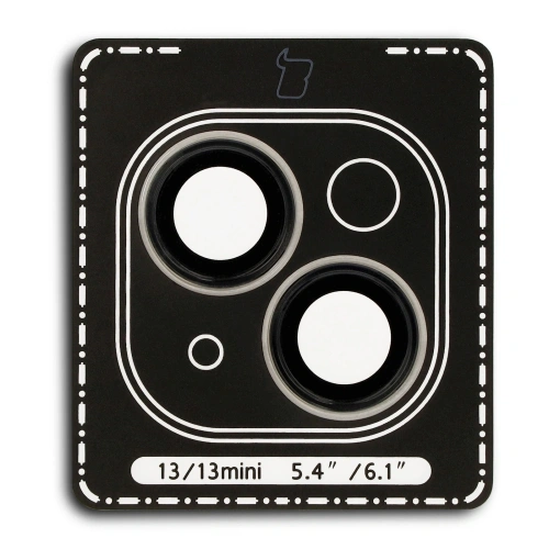 Szkło na aparat z aplikatorem Bizon Glass Snap Lens do Apple iPhone 13 / 13 Mini czarna ramka