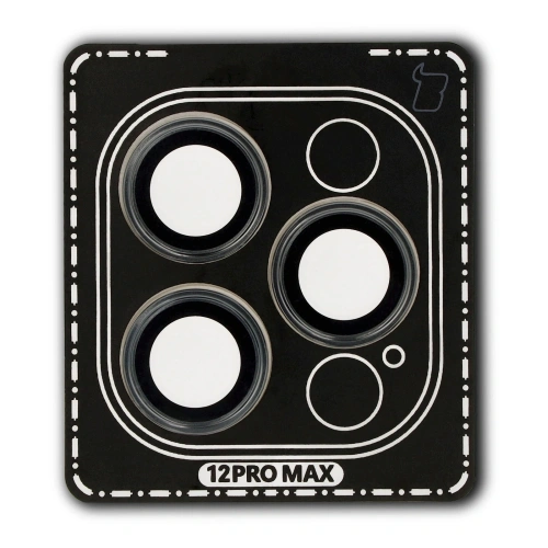 Szkło na aparat z aplikatorem Bizon Glass Snap Lens do Apple iPhone 12 Pro Max szara ramka