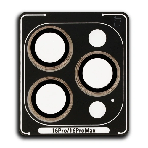 Szkło hartowane na aparat z aplikatorem Bizon Glass Snap Lens do Apple iPhone 16 Pro / 16 Pro Max beżowa ramka