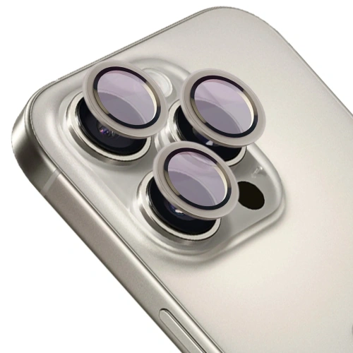 Szkło hartowane na aparat z aplikatorem Bizon Glass Snap Lens do Apple iPhone 16 Pro / 16 Pro Max szara ramka