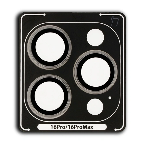 Szkło hartowane na aparat z aplikatorem Bizon Glass Snap Lens do Apple iPhone 16 Pro / 16 Pro Max szara ramka