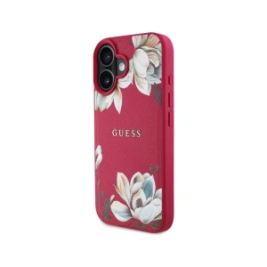 Wholesale Guess Grained Printed Flower Pattern MagSafe Apple iPhone 16 fuchsia - GUE4421 - {ean13} - Hurt