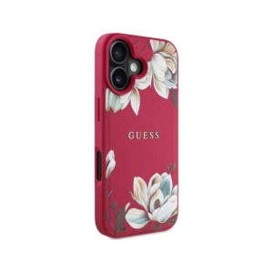 Wholesale Guess Grained Printed Flower Pattern MagSafe Apple iPhone 16 fuchsia - GUE4421 - {ean13} - Hurt