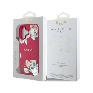 Wholesale Guess Grained Printed Flower Pattern MagSafe Apple iPhone 16 fuchsia - GUE4421 - {ean13} - Hurt
