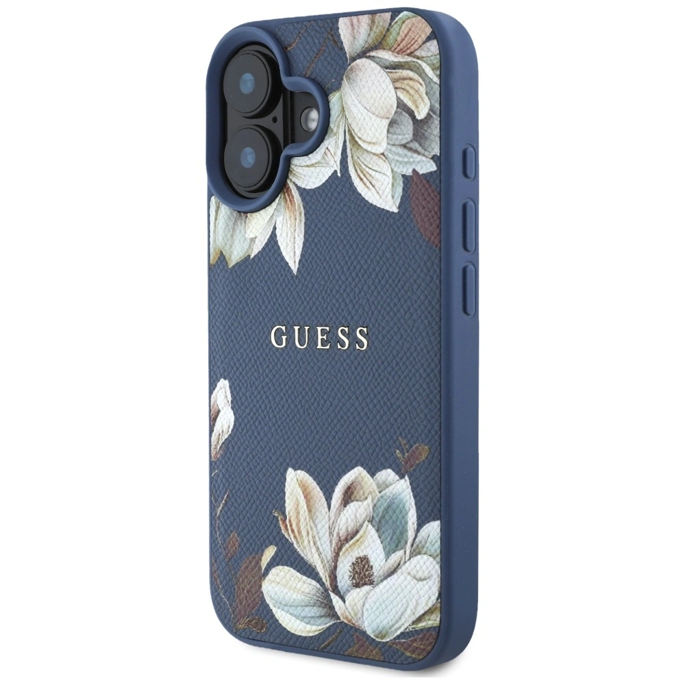 Hurtownia GSM - Guess Model cu imprimeu floral granulat MagSafe Apple iPhone 16 albastru - GUE4422 - {ean13} - Hurt