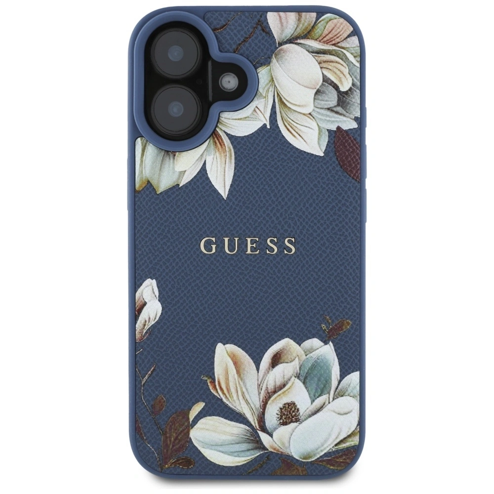 Hurtownia GSM - Guess Model cu imprimeu floral granulat MagSafe Apple iPhone 16 albastru - GUE4422 - {ean13} - Hurt