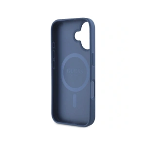Wholesale Guess Grained Printed Flower Pattern MagSafe Apple iPhone 16 blue - GUE4422 - {ean13} - Hurt