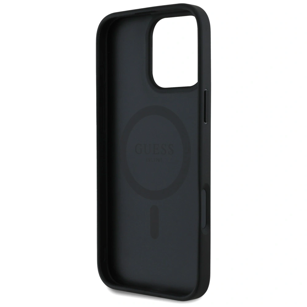 Hurtownia GSM - Guess Gewebtes gedrucktes Blumenmuster MagSafe Apple iPhone 16 Pro schwarz - GUE4423 - {ean13} - Hurt