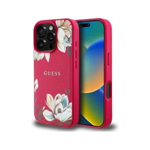 Hurtownia GSM - Guess Hladký tištěný květinový vzor MagSafe Apple iPhone 16 Pro fuchsie - GUE4424 - {ean13} - Hurt