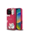 Guess Hladký tištěný květinový vzor MagSafe Apple iPhone 16 Pro fuchsie