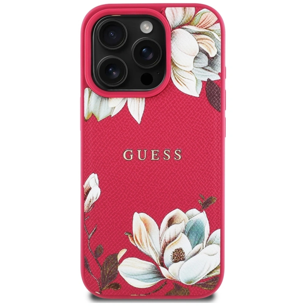 Hurtownia GSM - Guess Hladký tištěný květinový vzor MagSafe Apple iPhone 16 Pro fuchsie - GUE4424 - {ean13} - Hurt