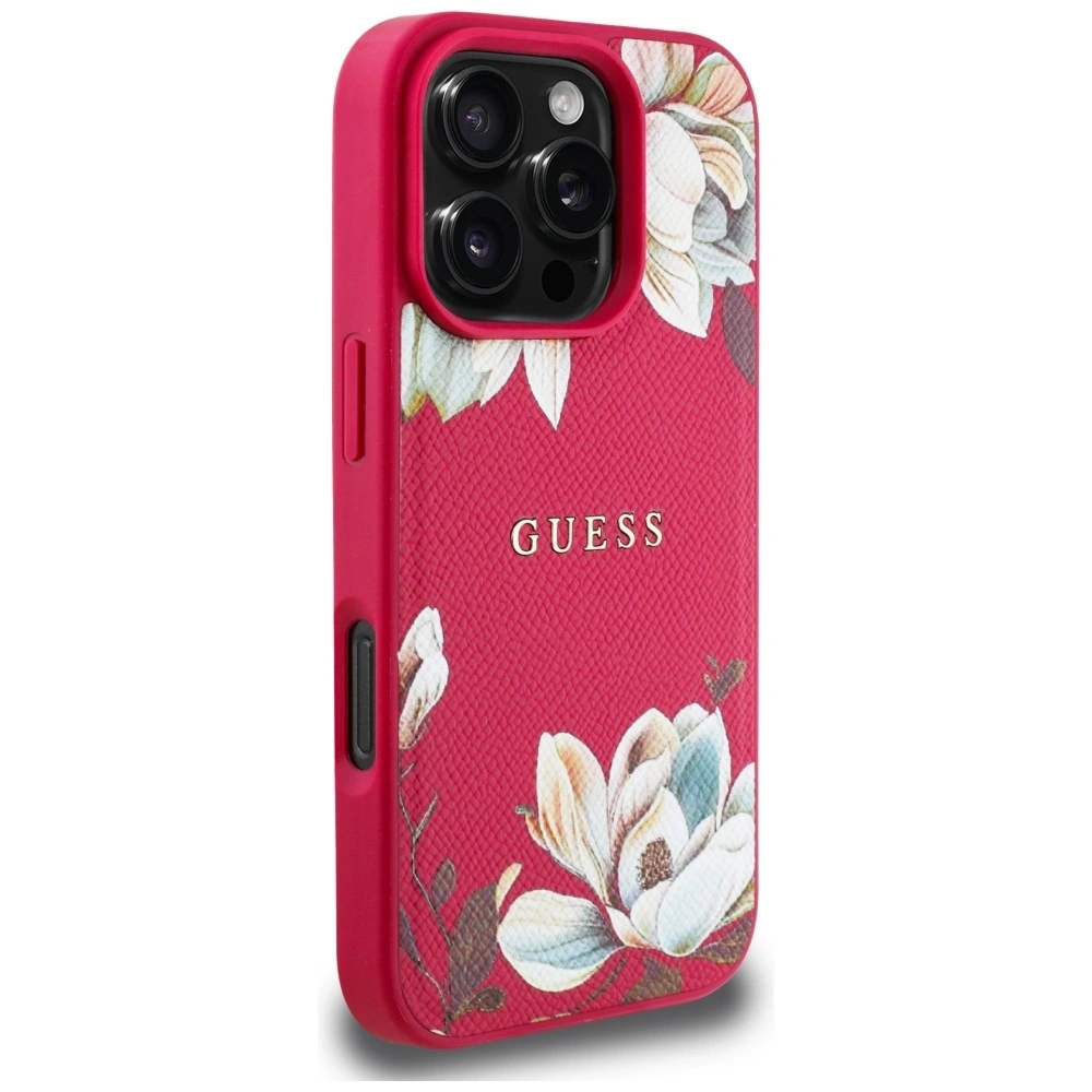 Hurtownia GSM - Guess Hladký tištěný květinový vzor MagSafe Apple iPhone 16 Pro fuchsie - GUE4424 - {ean13} - Hurt