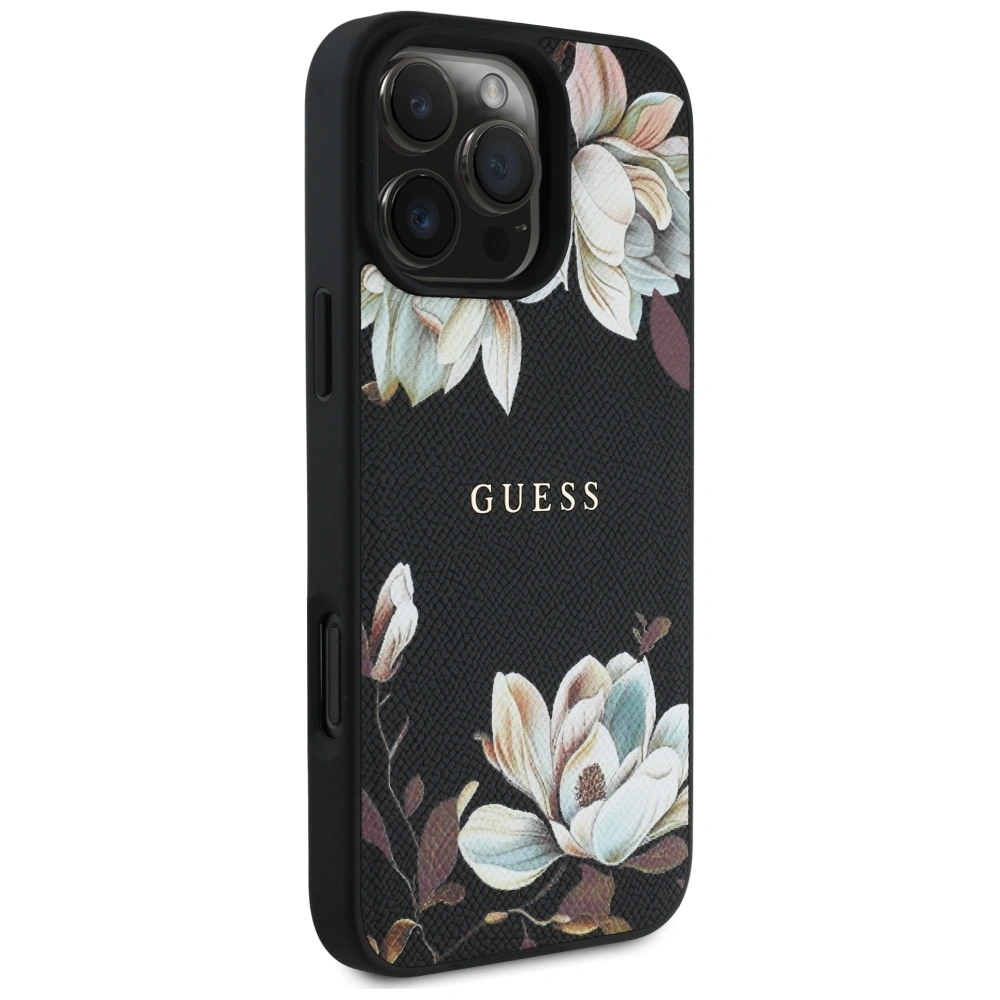 Hurtownia GSM - Guess Grained Printed Flower Pattern MagSafe Apple iPhone 16 Pro Max černý - GUE4425 - {ean13} - Hurt