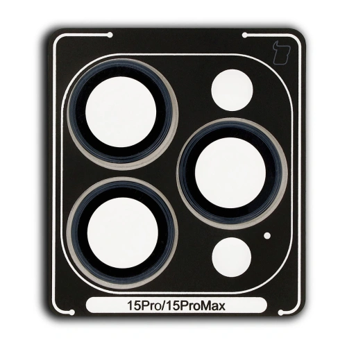 Szkło na aparat z aplikatorem Bizon Glass Snap Lens do iPhone 15 Pro / 15 Pro Max niebieska ramka