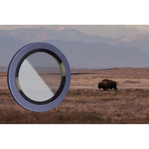 Szkło na aparat z aplikatorem Bizon Glass Snap Lens do iPhone 15 Pro / 15 Pro Max niebieska ramka