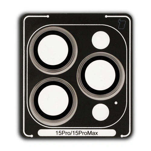 Szkło na aparat z aplikatorem Bizon Glass Snap Lens do iPhone 15 Pro / 15 Pro Max beżowa ramka