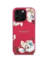 Wholesale Guess Grained Printed Flower Pattern MagSafe Apple iPhone 16 Pro Max fuchsia - GUE4426 - {ean13} - Hurt