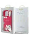 Wholesale Guess Grained Printed Flower Pattern MagSafe Apple iPhone 16 Pro Max fuchsia - GUE4426 - {ean13} - Hurt