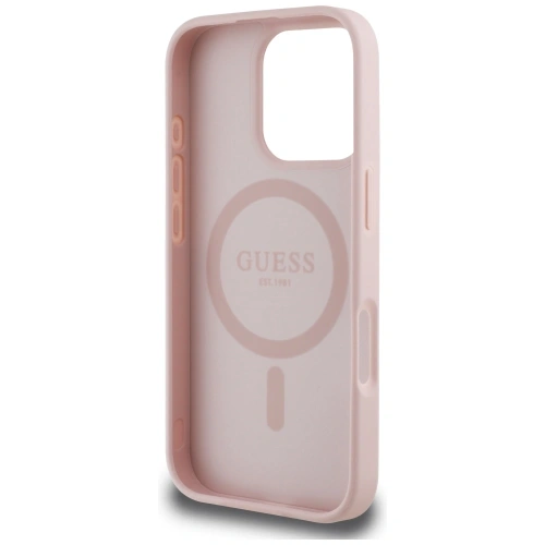 Etui Guess Grained Printed Flower Pattern MagSafe do Apple iPhone 16 Pro Max różowy