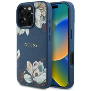 Hurtownia GSM - Guess Hladký tištěný květinový vzor MagSafe Apple iPhone 16 Pro modrý - GUE4429 - {ean13} - Hurt