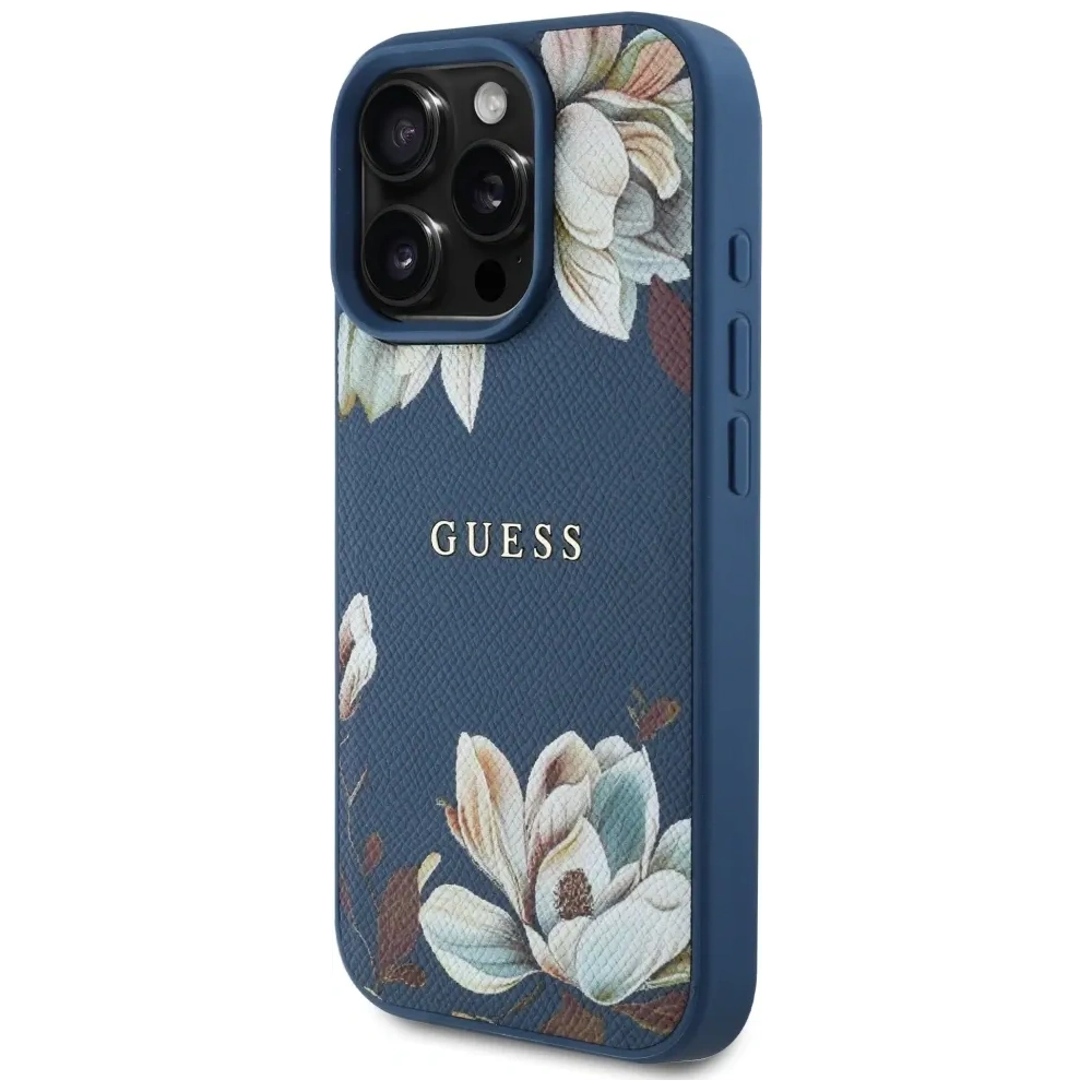 Hurtownia GSM - Guess Hladký tištěný květinový vzor MagSafe Apple iPhone 16 Pro modrý - GUE4429 - {ean13} - Hurt